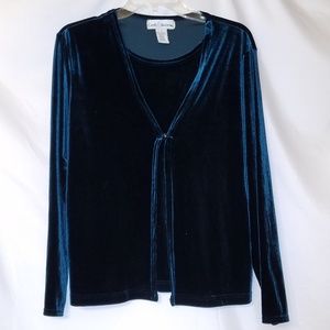 Holiday green velvet sweater twinset